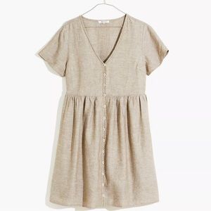 Madewell Plus Size Linen-Blend Alexandra Button-Front Mini Dress